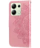 Xiaomi Redmi Note 13 4G Hoesje Bloemen Print Wallet Book Case Roze