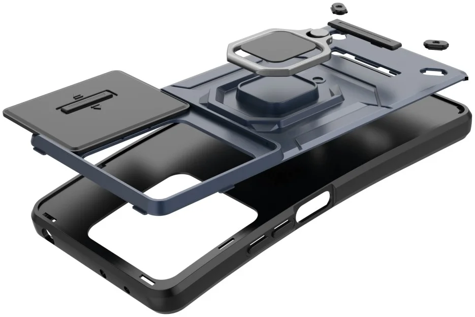 Xiaomi Redmi Note 13 Pro 5G Hoesje met Camera Slider en Kickstand Ring Blauw afbeelding 2