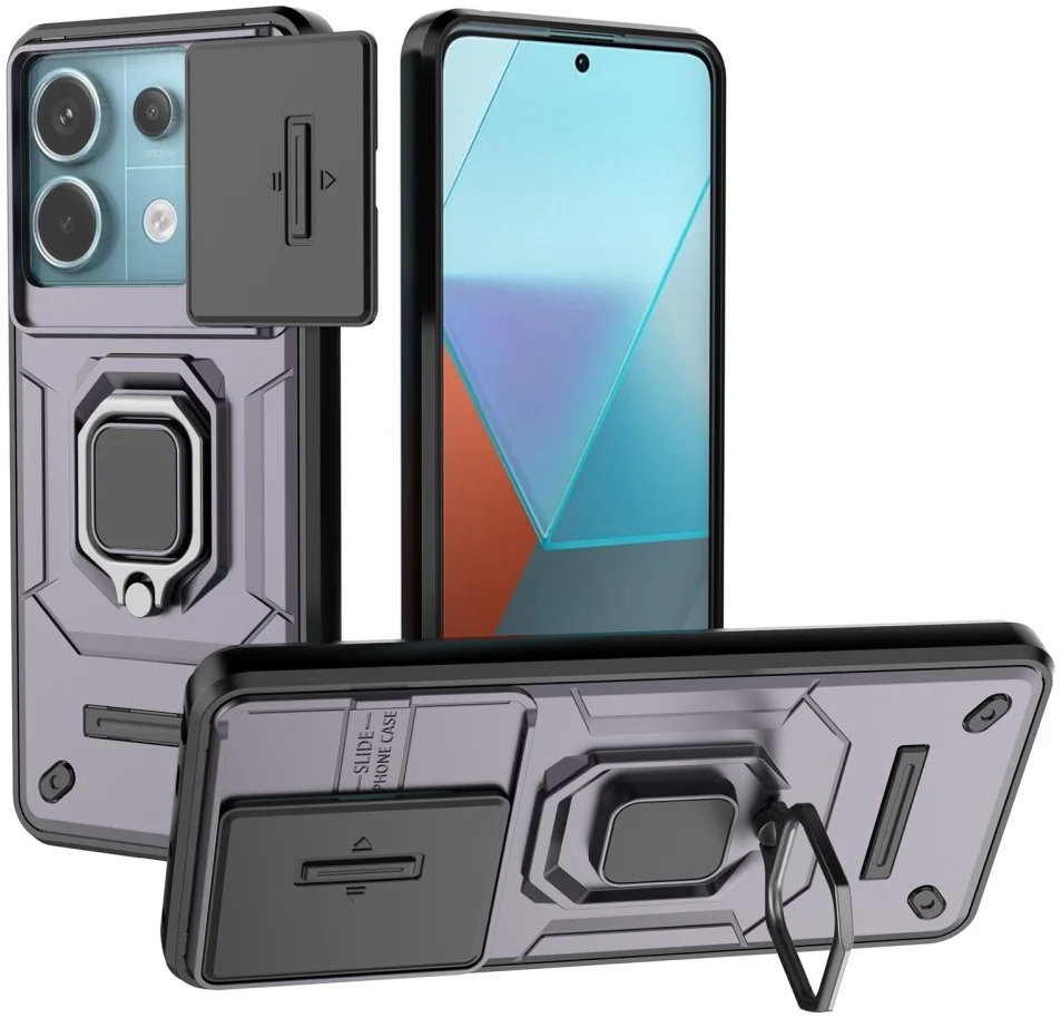 Xiaomi Redmi Note 13 Pro 5G Hoesje met Camera Slider en Kickstand Ring Paars afbeelding 1