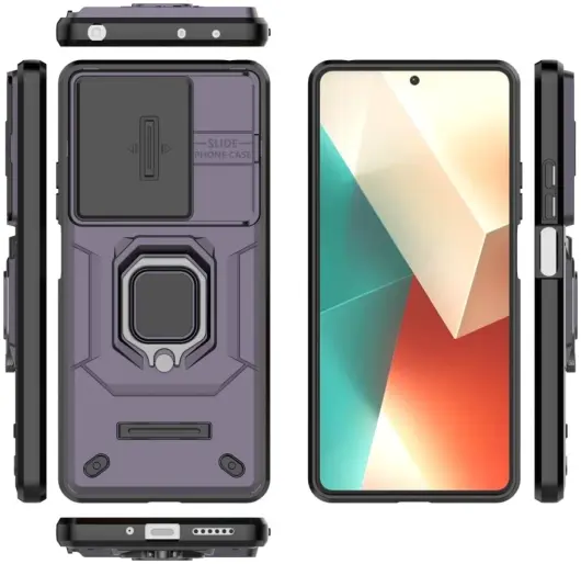 Xiaomi Redmi Note 13 5G Hoesje met Camera Slider en Kickstand Ring Paars afbeelding 6