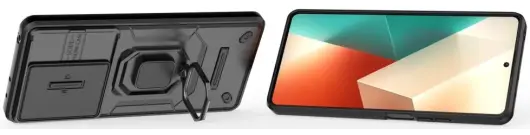 Xiaomi Redmi Note 13 5G Hoesje met Camera Slider en Kickstand Ring Zwart afbeelding 3