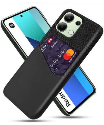 Xiaomi Redmi Note 13 4G Hoesje met Kaarthouder Back Cover Zwart Hoesjes