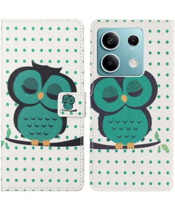 Xiaomi Redmi Note 13 5G Hoesje Portemonnee Book Case Uil Print Hoesjes