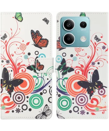 Xiaomi Redmi Note 13 5G Hoesje Portemonnee Book Case Vlinder Print Hoesjes