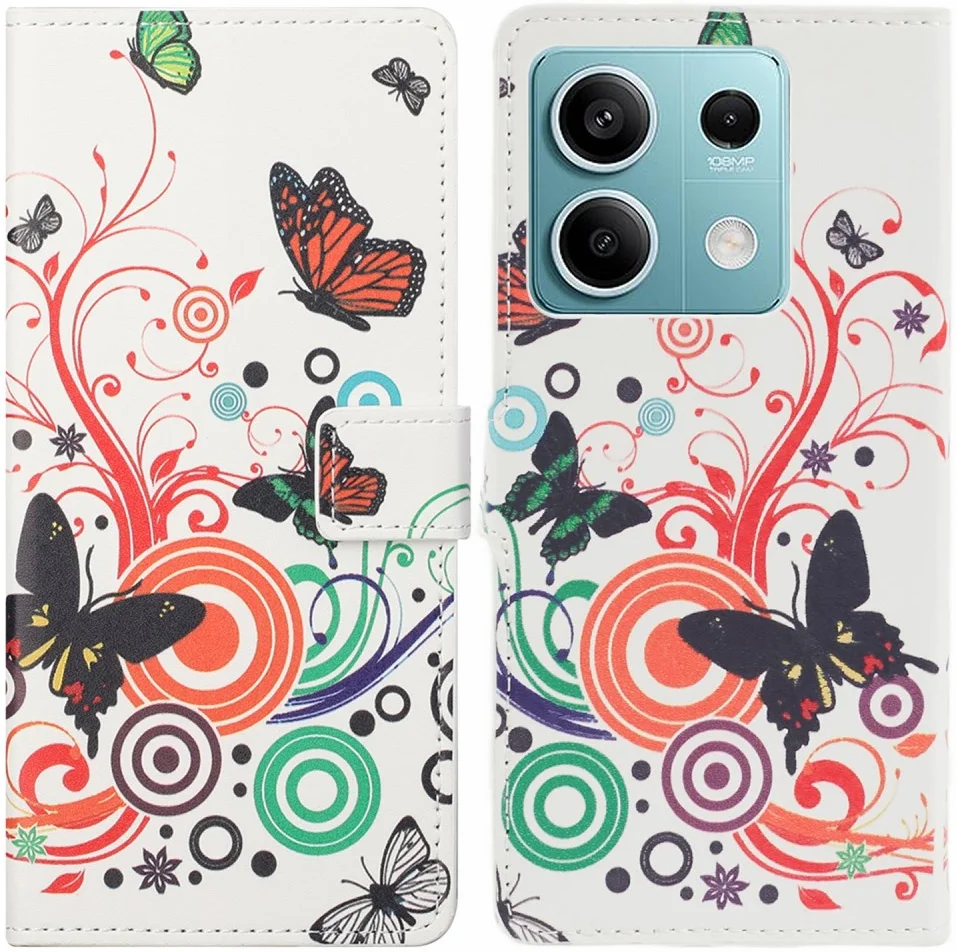 Xiaomi Redmi Note 13 5G Hoesje Portemonnee Book Case Vlinder Print afbeelding 1