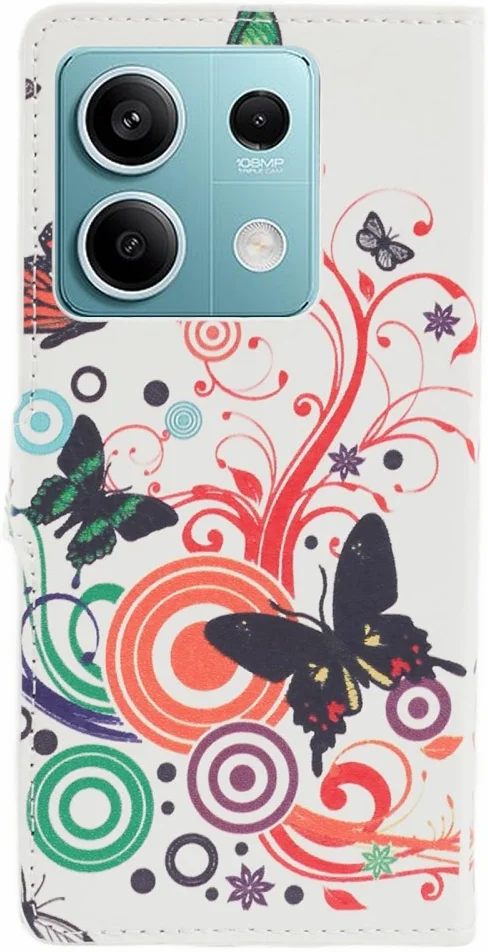 Xiaomi Redmi Note 13 5G Hoesje Portemonnee Book Case Vlinder Print afbeelding 5