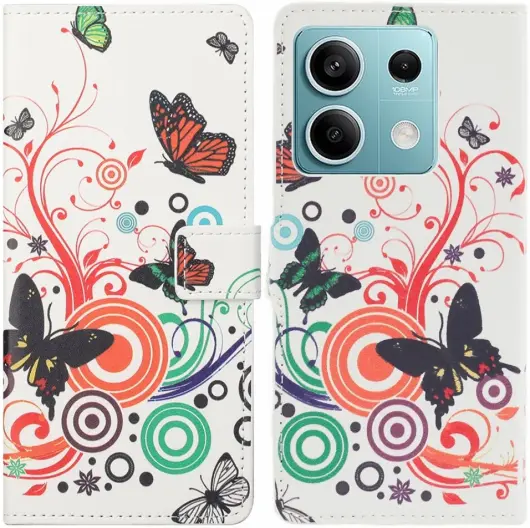 Xiaomi Redmi Note 13 5G Hoesje Portemonnee Book Case Vlinder Print afbeelding 1