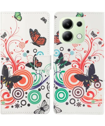 Xiaomi Redmi Note 13 4G Hoesje Portemonnee Book Case Vlinders Print Hoesjes