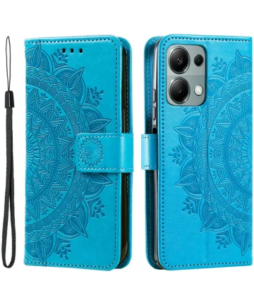 Xiaomi Redmi Note 13 Pro 4G/Poco M6 Pro 4G Hoesje Mandala Print Book Case Blauw Hoesjes