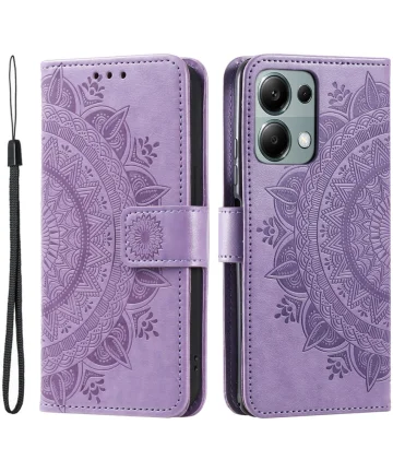 Xiaomi Redmi Note 13 Pro 4G/Poco M6 Pro 4G Hoesje Mandala Print Book Case Paars Hoesjes