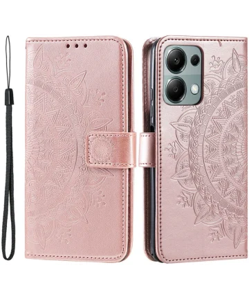 Xiaomi Redmi Note 13 Pro 4G/Poco M6 Pro 4G Hoesje Mandala Print Book Case Roze Hoesjes