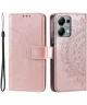 Xiaomi Redmi Note 13 Pro 4G/Poco M6 Pro 4G Hoesje Mandala Print Book Case Roze