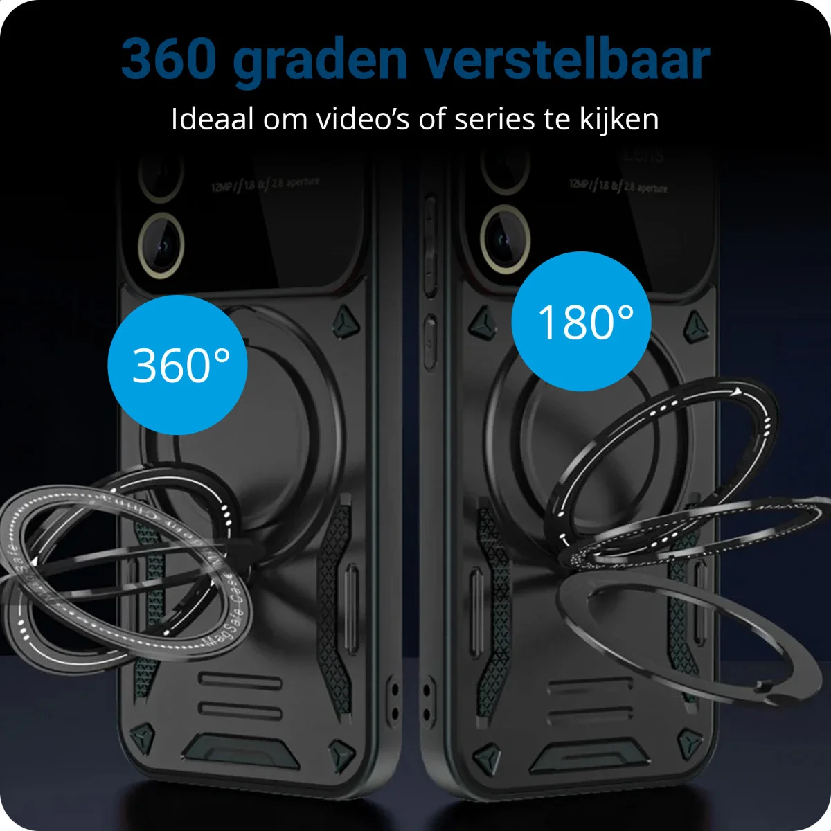 Samsung Galaxy A35 Hoesje met MagSafe Kickstand Back Cover Zwart afbeelding 4