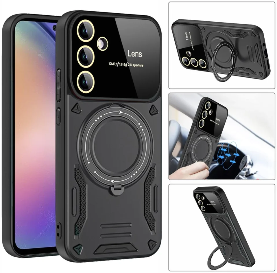 Samsung Galaxy A35 Hoesje met MagSafe Kickstand Back Cover Zwart afbeelding 5