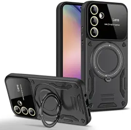 Samsung Galaxy A35 Hoesje met MagSafe Kickstand Back Cover Zwart afbeelding