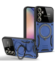 Samsung Galaxy A35 Hoesje met MagSafe Kickstand Back Cover Blauw