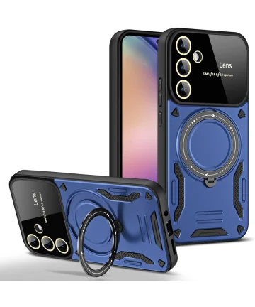 Samsung Galaxy A35 Hoesje met MagSafe Kickstand Back Cover Blauw Hoesjes