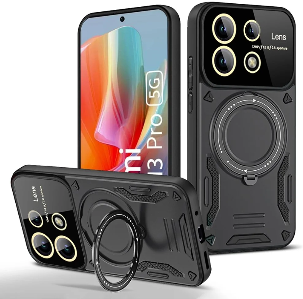 Xiaomi Redmi Note 13 Pro 5G / Poco X6 Hoesje MagSafe Kickstand Back Cover Zwart afbeelding 1