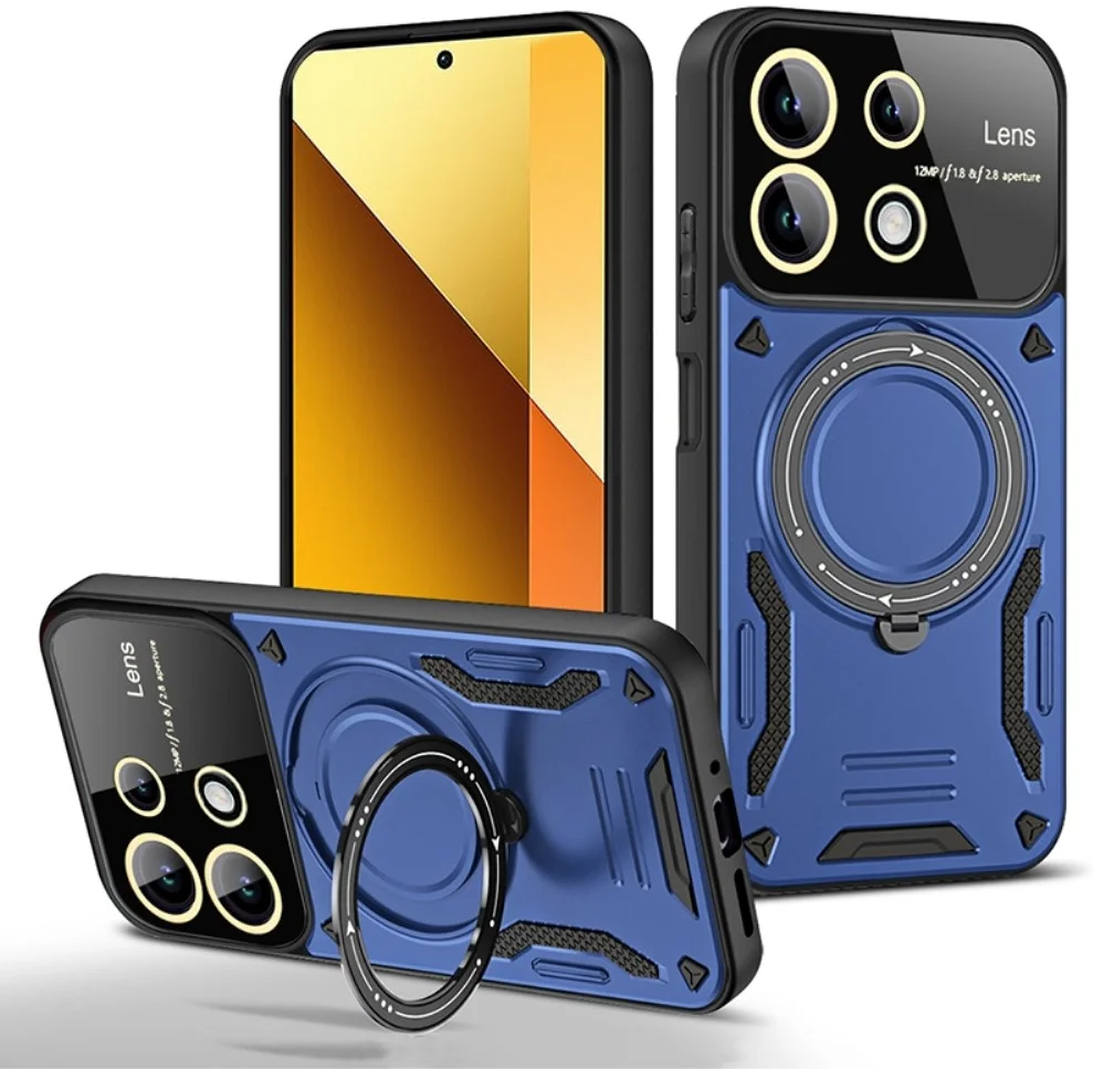 Xiaomi Redmi Note 13 5G Hoesje met MagSafe Kickstand Back Cover Blauw afbeelding 1