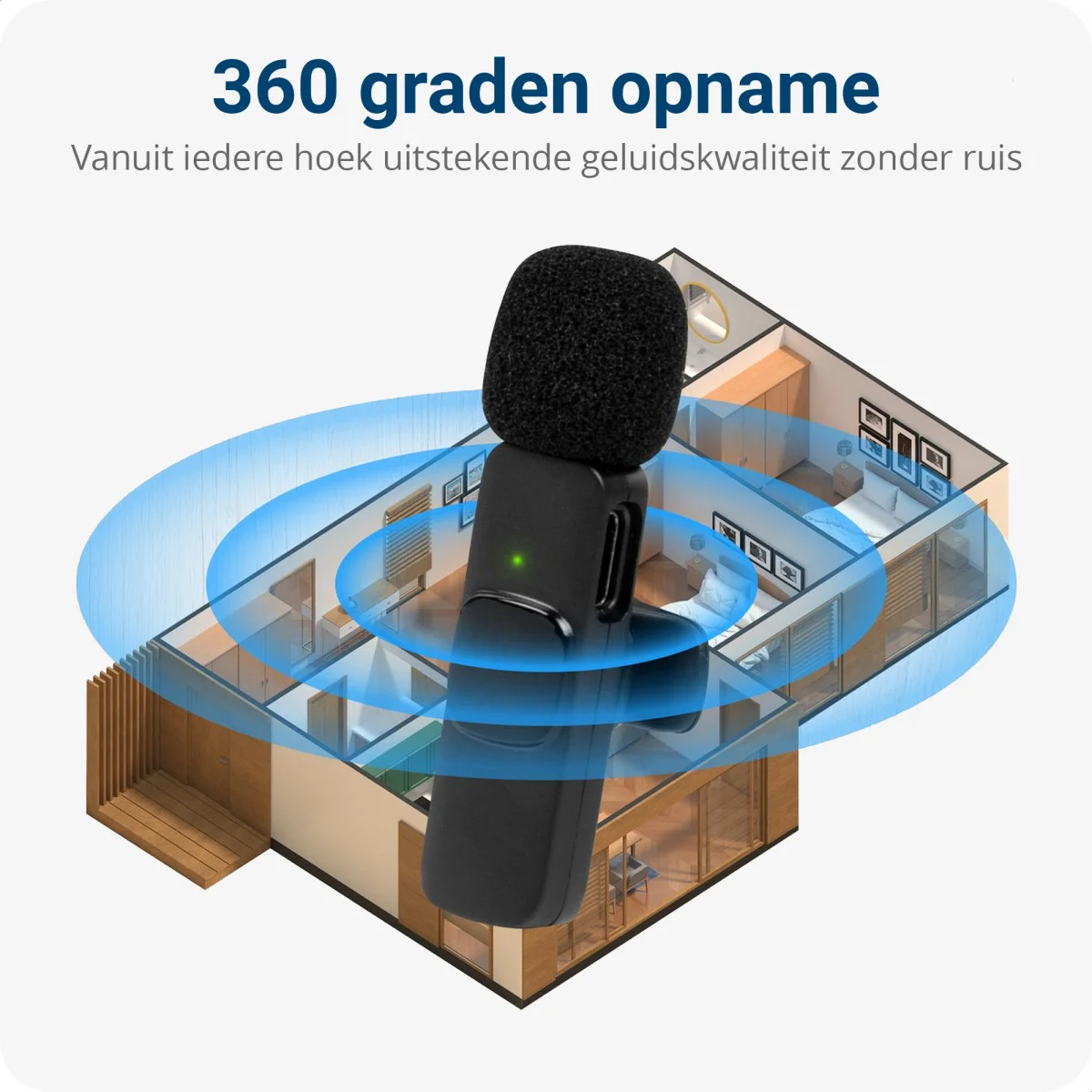 Mini Draadloze Microfoon voor Telefoon / Tablet - Transmitter & Receiver USB-C afbeelding 6