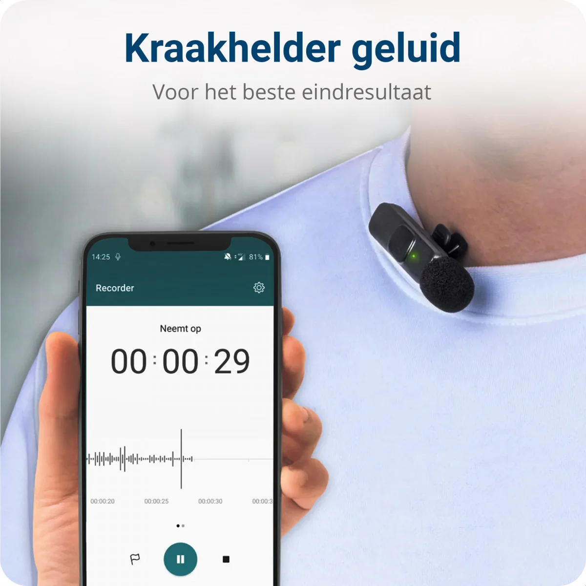 Mini Draadloze Microfoon voor Telefoon / Tablet - Transmitter & Receiver USB-C afbeelding 4