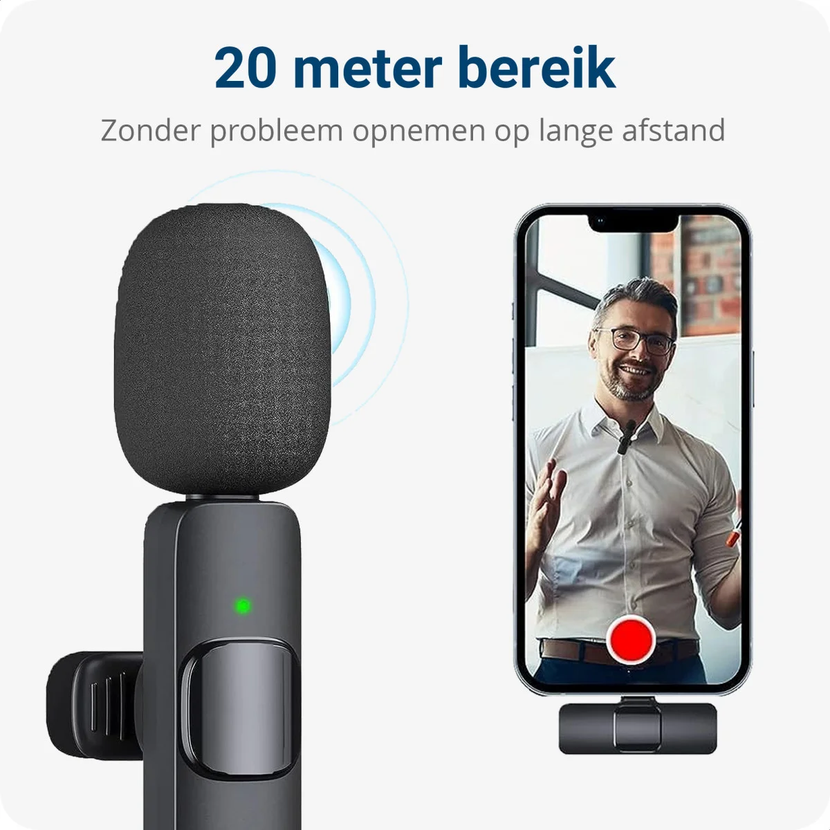 Mini Draadloze Microfoon voor Telefoon / Tablet - Transmitter & Receiver USB-C afbeelding 5