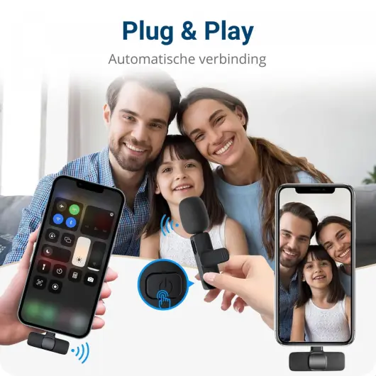 Mini Draadloze Microfoon voor Telefoon / Tablet - Transmitter & Receiver USB-C afbeelding 2