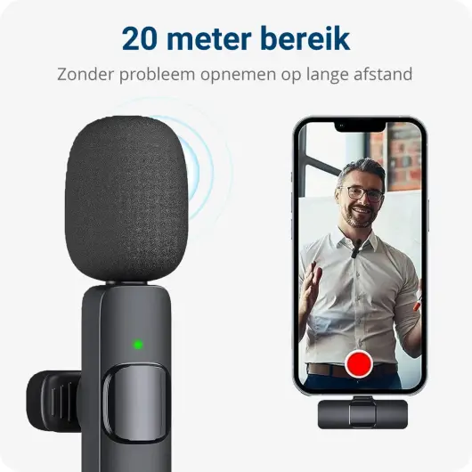 Mini Draadloze Microfoon voor Telefoon / Tablet - Transmitter & Receiver USB-C afbeelding 5