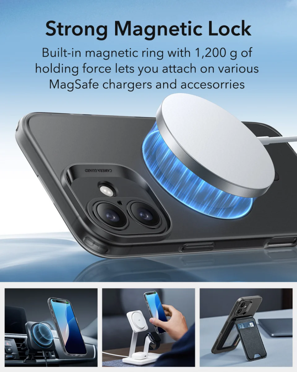ESR Zero Clear HaloLock Apple iPhone 16 Hoesje MagSafe Frosted Black afbeelding 3