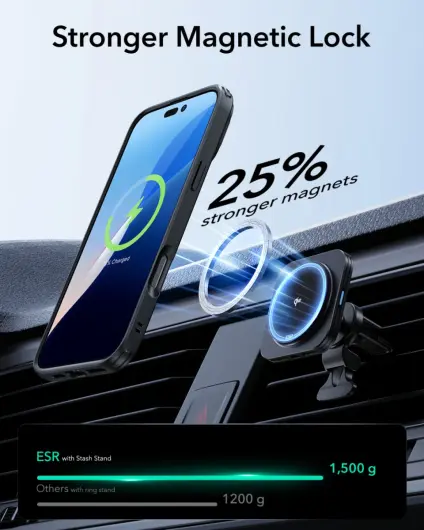ESR Classic Hybrid MagSafe Apple iPhone 16 Hoesje met Stand Transparant Zwart afbeelding 6