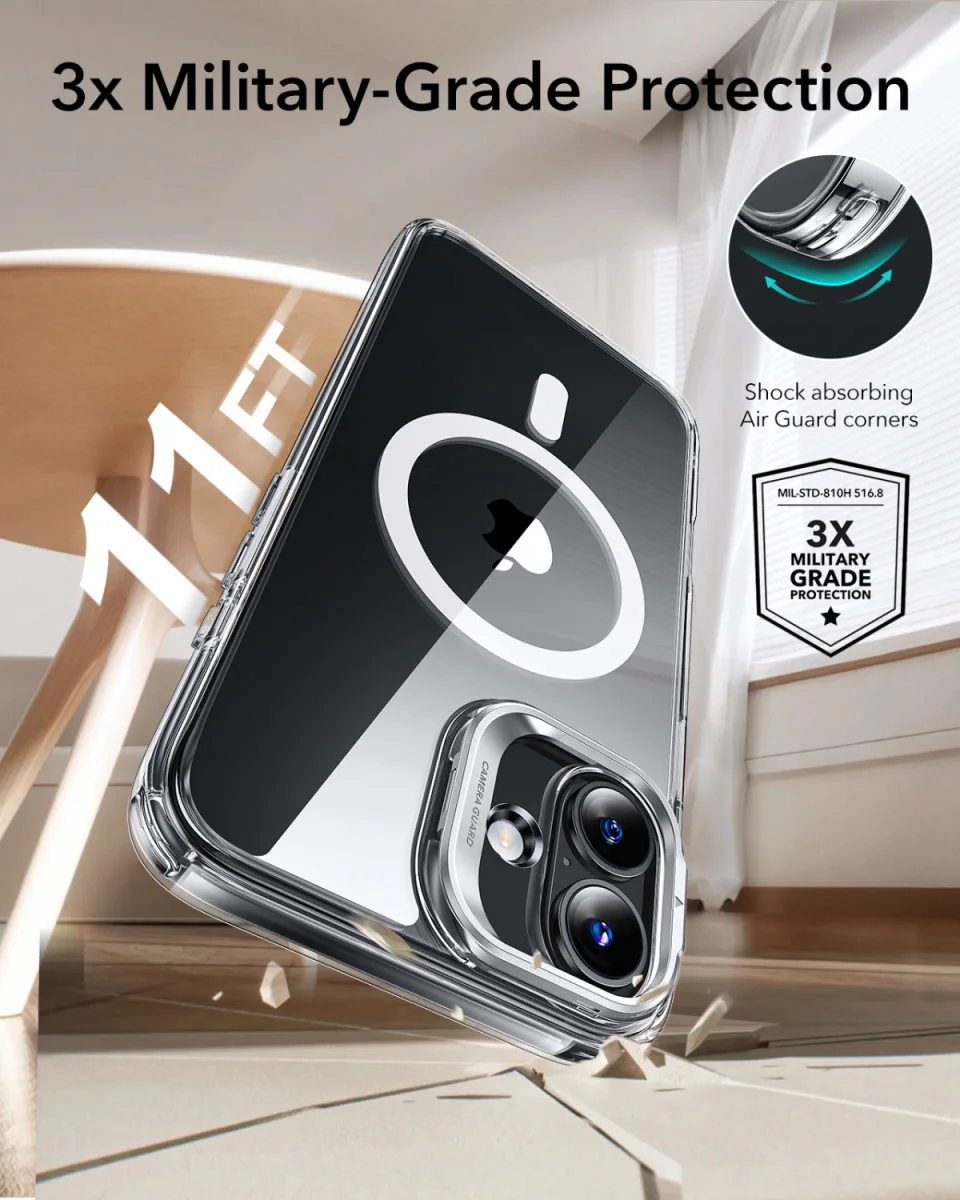 ESR Classic Hybrid MagSafe Apple iPhone 16 Plus Hoesje met Stand Transparant afbeelding 3
