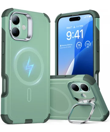 ESR Cyber Armor Apple iPhone 16 Hoesje MagSafe met Stand Groen Hoesjes