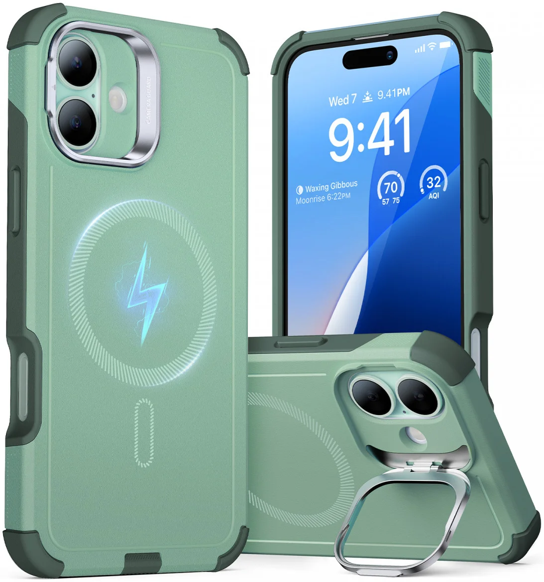 ESR Cyber Armor Apple iPhone 16 Hoesje MagSafe met Stand Groen afbeelding 1