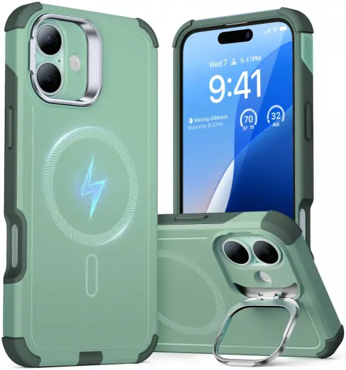 ESR Cyber Armor Apple iPhone 16 Hoesje MagSafe met Stand Groen afbeelding 1