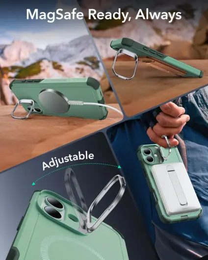 ESR Cyber Armor Apple iPhone 16 Hoesje MagSafe met Stand Groen afbeelding 3
