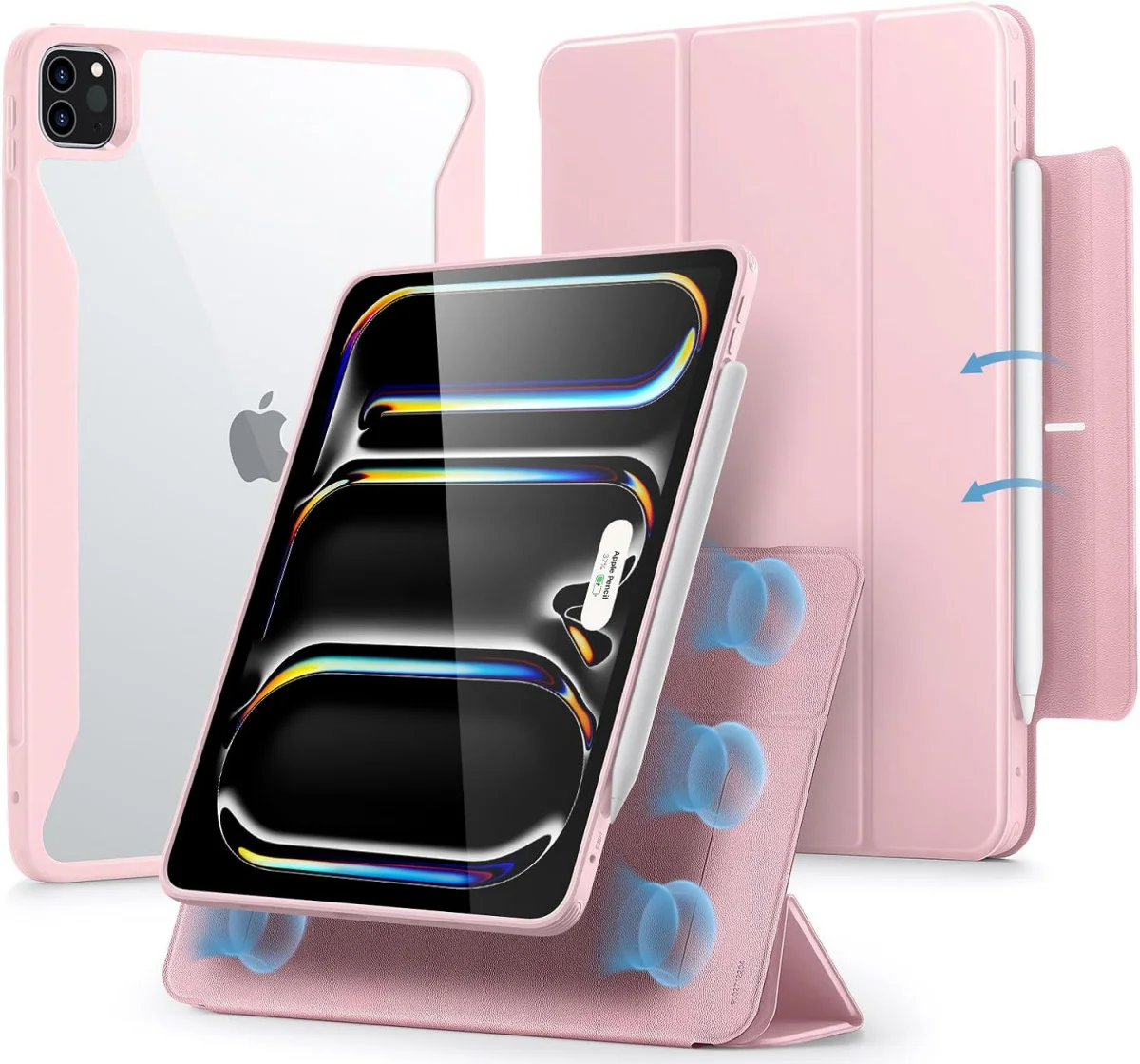 ESR Rebound Hybrid 360 Apple iPad Pro 13 (2024) Hoes Book Case Roze afbeelding 1