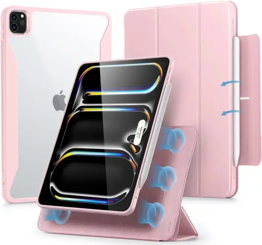 ESR Rebound Hybrid 360 Apple iPad Pro 13 (2024) Hoes Book Case Roze afbeelding 1