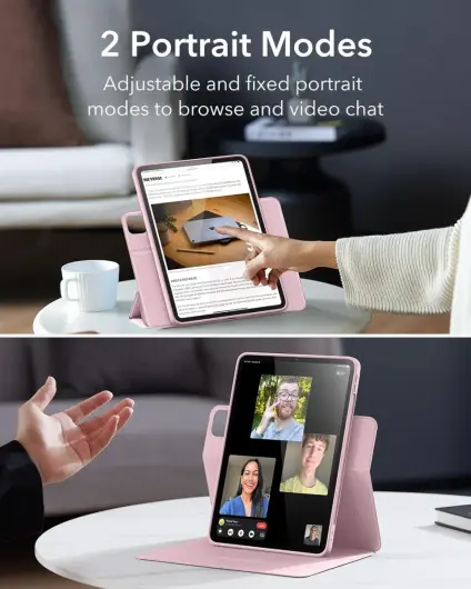 ESR Rebound Hybrid 360 Apple iPad Pro 13 (2024) Hoes Book Case Roze afbeelding 6