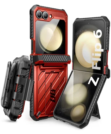 SUPCASE UB Pro Samsung Galaxy Z Flip 6 Hoesje Full Protect Kickstand Rood Hoesjes