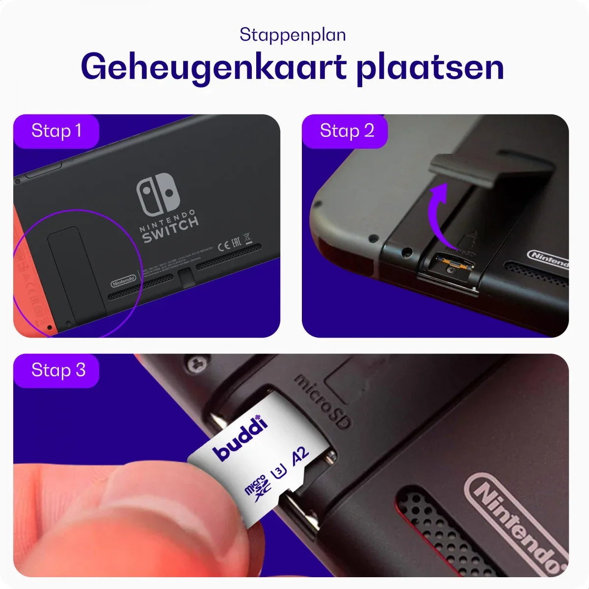 Buddi MicroSDXC Nintendo Switch Geheugenkaart 256GB Wit afbeelding 4