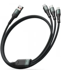 Ringke 3-in-1 Kabel USB-C naar Micro-USB / USB-C / Lightning 1.2M Zwart