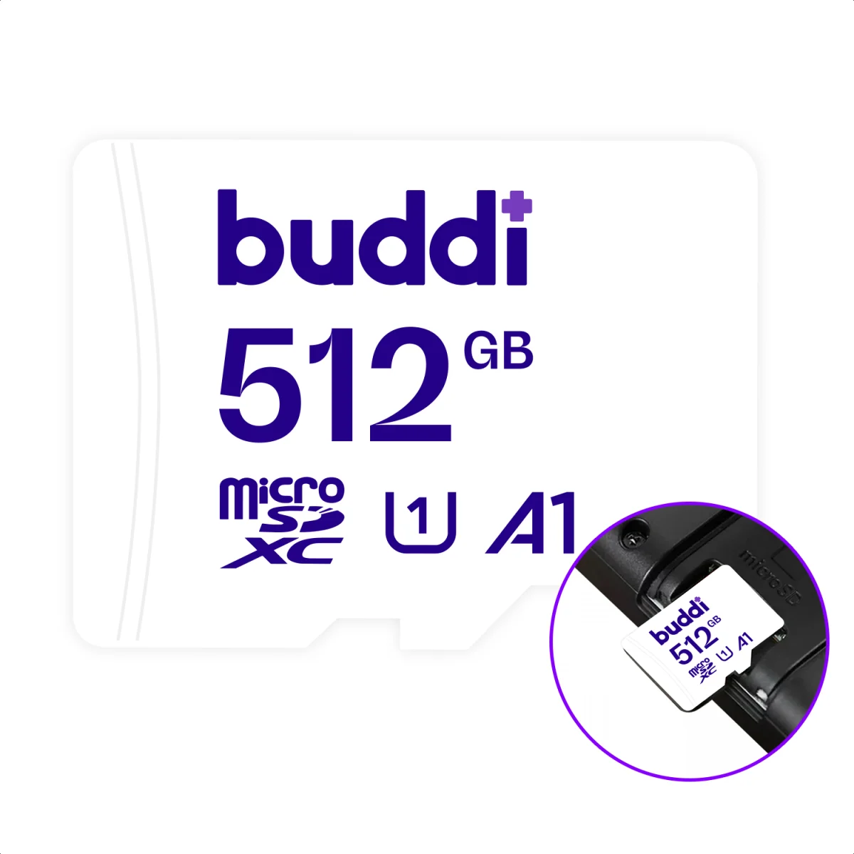 Buddi MicroSDXC Nintendo Switch Geheugenkaart 512GB Wit afbeelding 1