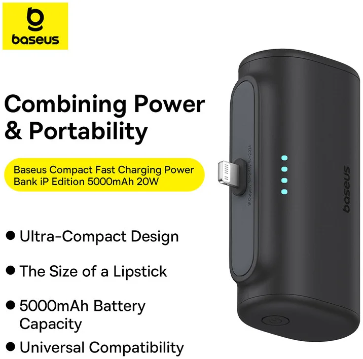 Baseus (20W) Power Delivery Powerbank USB-C/Lightning Connector 5.000 mAh Zwart afbeelding 2