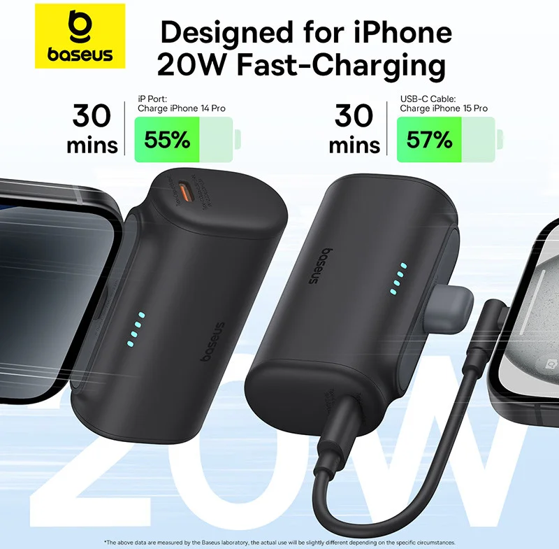 Baseus (20W) Power Delivery Powerbank USB-C/Lightning Connector 5.000 mAh Zwart afbeelding 3