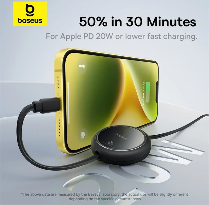 Baseus Free2Pull Oprolbare USB-C naar Lightning Kabel 20W PD 1M Paars afbeelding 4