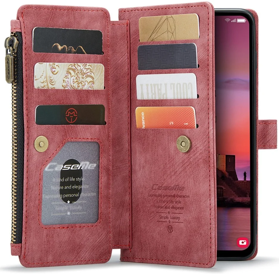 CaseMe C30 Samsung Galaxy A25 Hoesje Pasjeshouder Book Case Rood afbeelding 1
