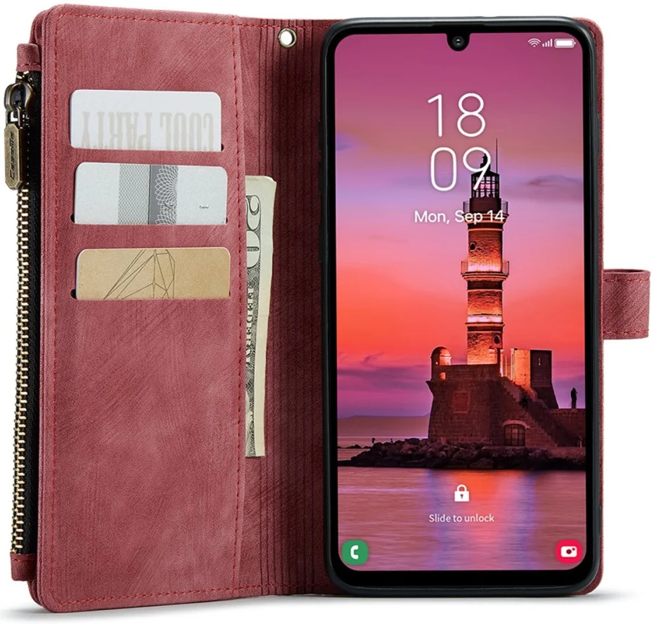 CaseMe C30 Samsung Galaxy A25 Hoesje Pasjeshouder Book Case Rood afbeelding 11