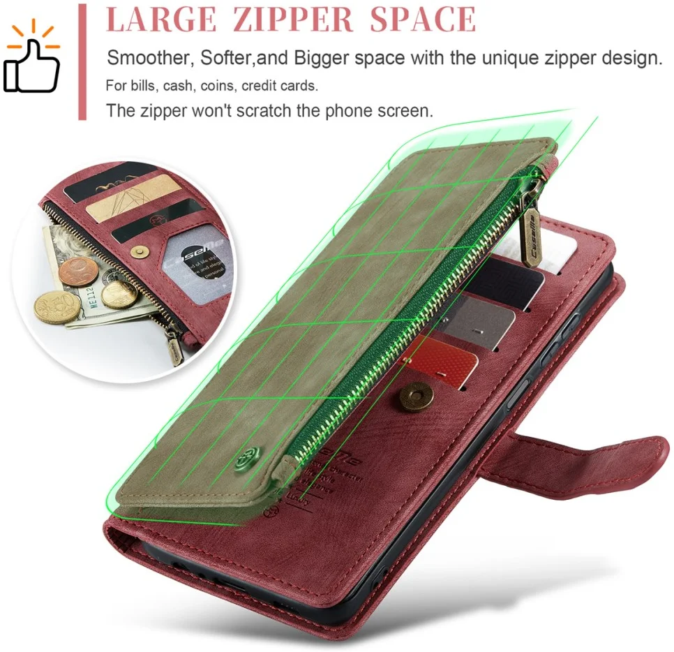CaseMe C30 Samsung Galaxy A25 Hoesje Pasjeshouder Book Case Rood afbeelding 3