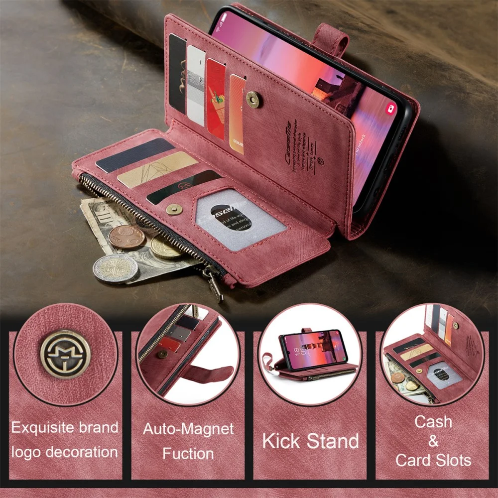 CaseMe C30 Samsung Galaxy A25 Hoesje Pasjeshouder Book Case Rood afbeelding 4
