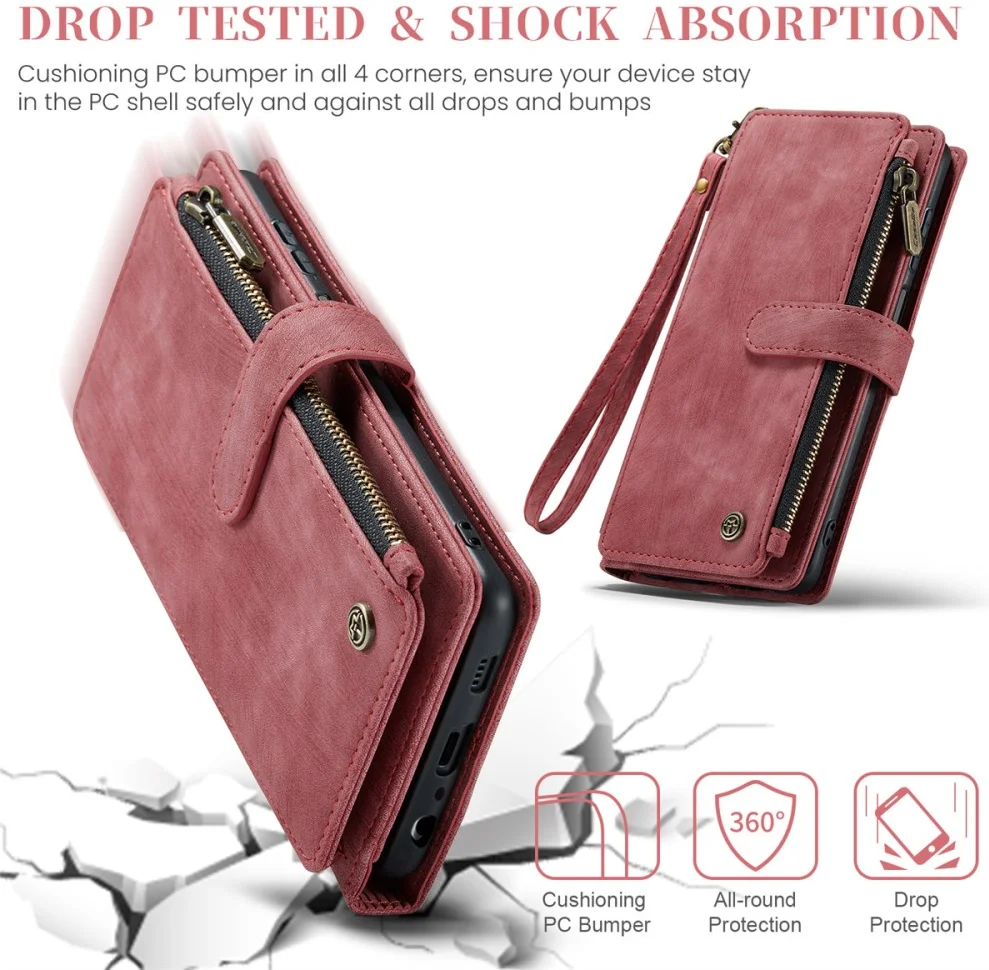 CaseMe C30 Samsung Galaxy A25 Hoesje Pasjeshouder Book Case Rood afbeelding 5